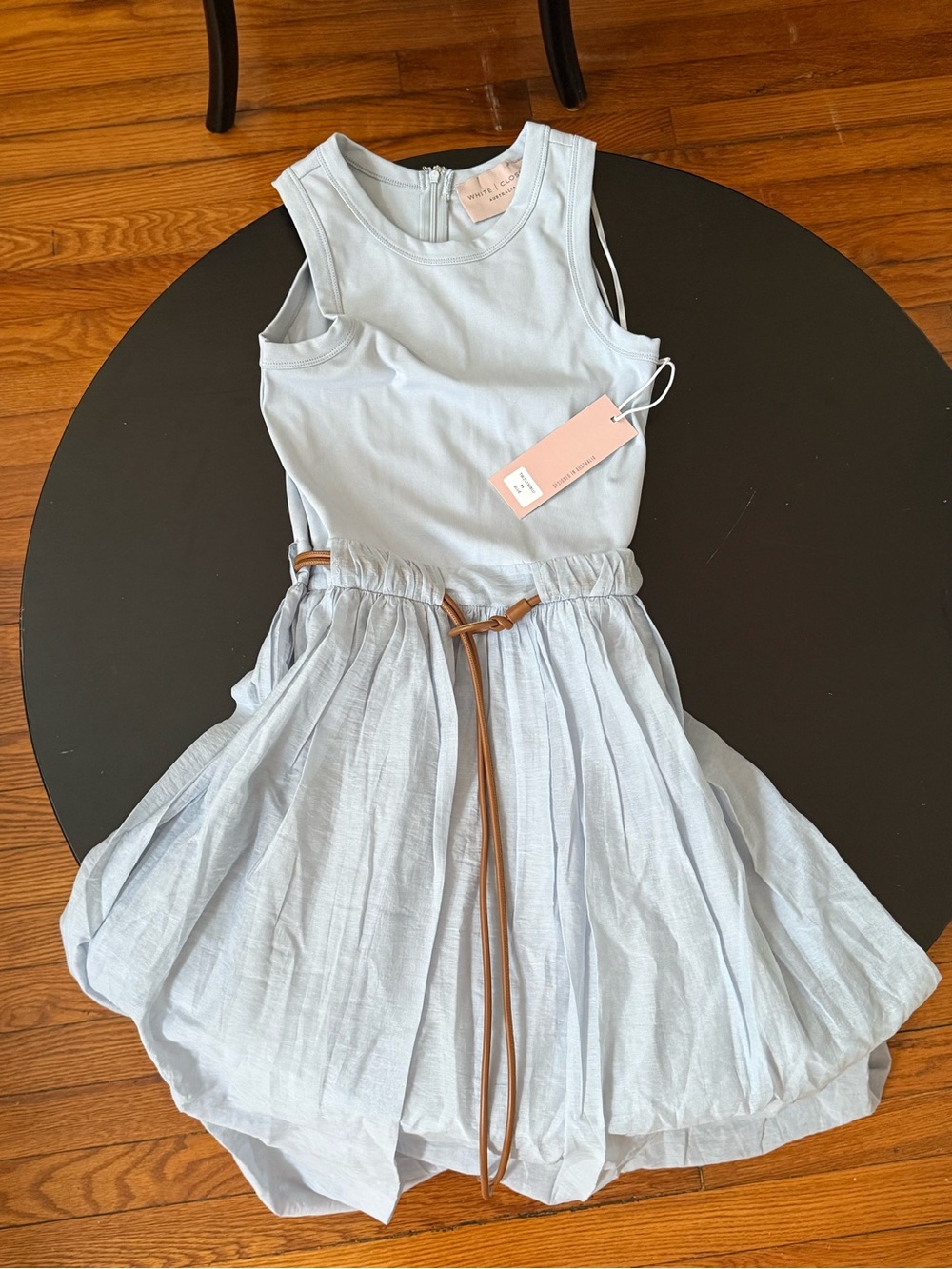 NWT Light Blue Tank Dress with Brown Belt